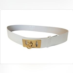 Saint John Full Grain Italian Leather White and Gold Belt XL